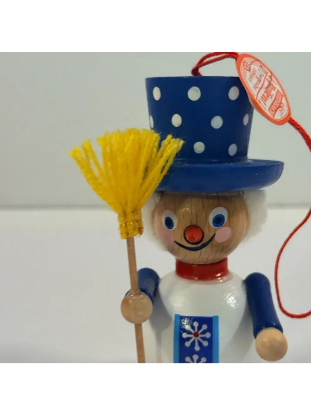 Vintage Steinbach Germany Wooden Snowman Christmas Ornament